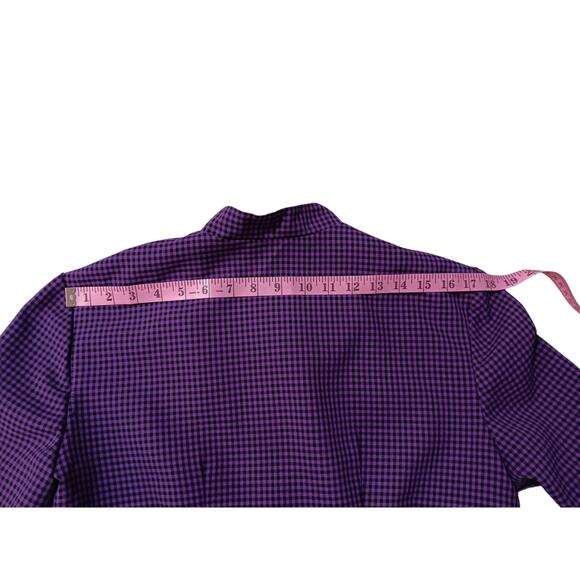 VINTAGE 1970s 2 Piece Suit Long Midi Skirt Jacket Set Large Purple Black Gingham - Picture 10 of 16